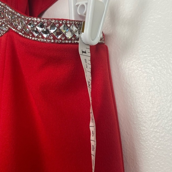 Nordstrom Speechless Formal Evening Dress Size 7 Color Red Sexy Jewel Stretch - Picture 11 of 16
